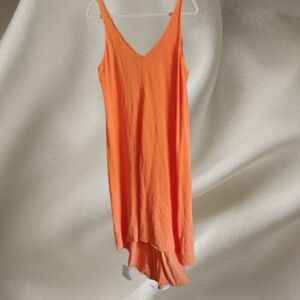 New No TagsCalypso St. Barth Organic Linen Maxi Dress  Size M Sunset Coral Boho